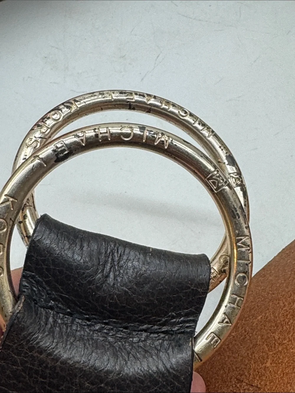 Michael Kors Black Leather Double-Ring Waist Belt